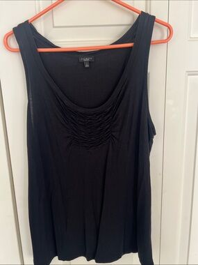 Talbots Black Scoop Neck Tank with Front Ruching